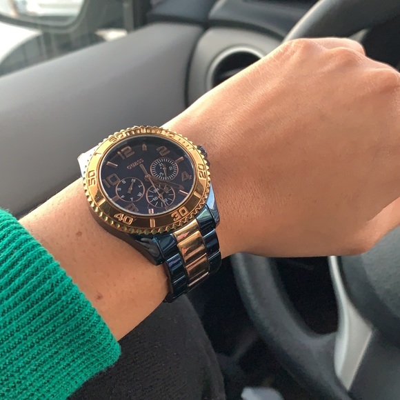Guess Accessories Blue And Goldtone Stainless Steel Watch Poshmark